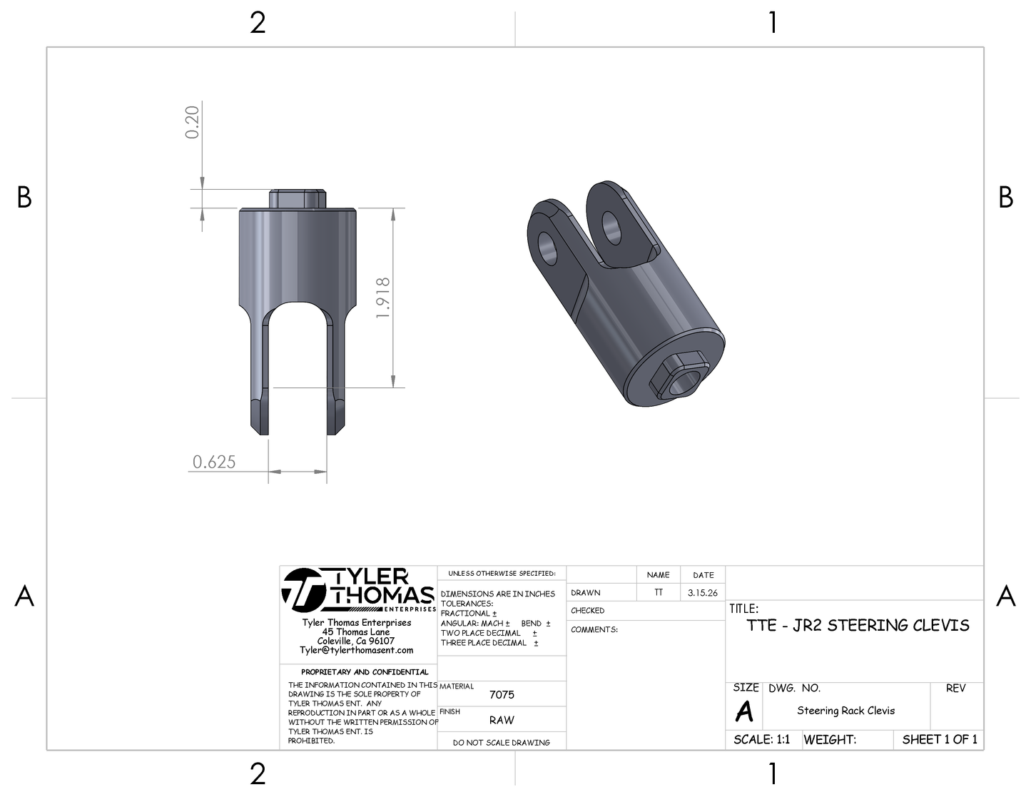 TTE – JR2 Steering Rack Clevis Kit
