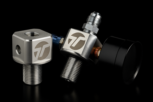 TTE Bottle Adapter – M18x1.5 to 1/4” NPT with Dual 1/8” Ports & Burst Disk